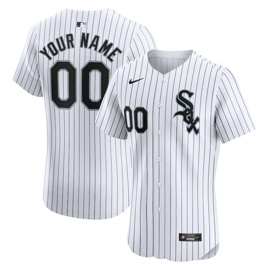 Men Chicago White Sox Nike White Home Elite Custom MLB Jersey->customized mlb jersey->Custom Jersey